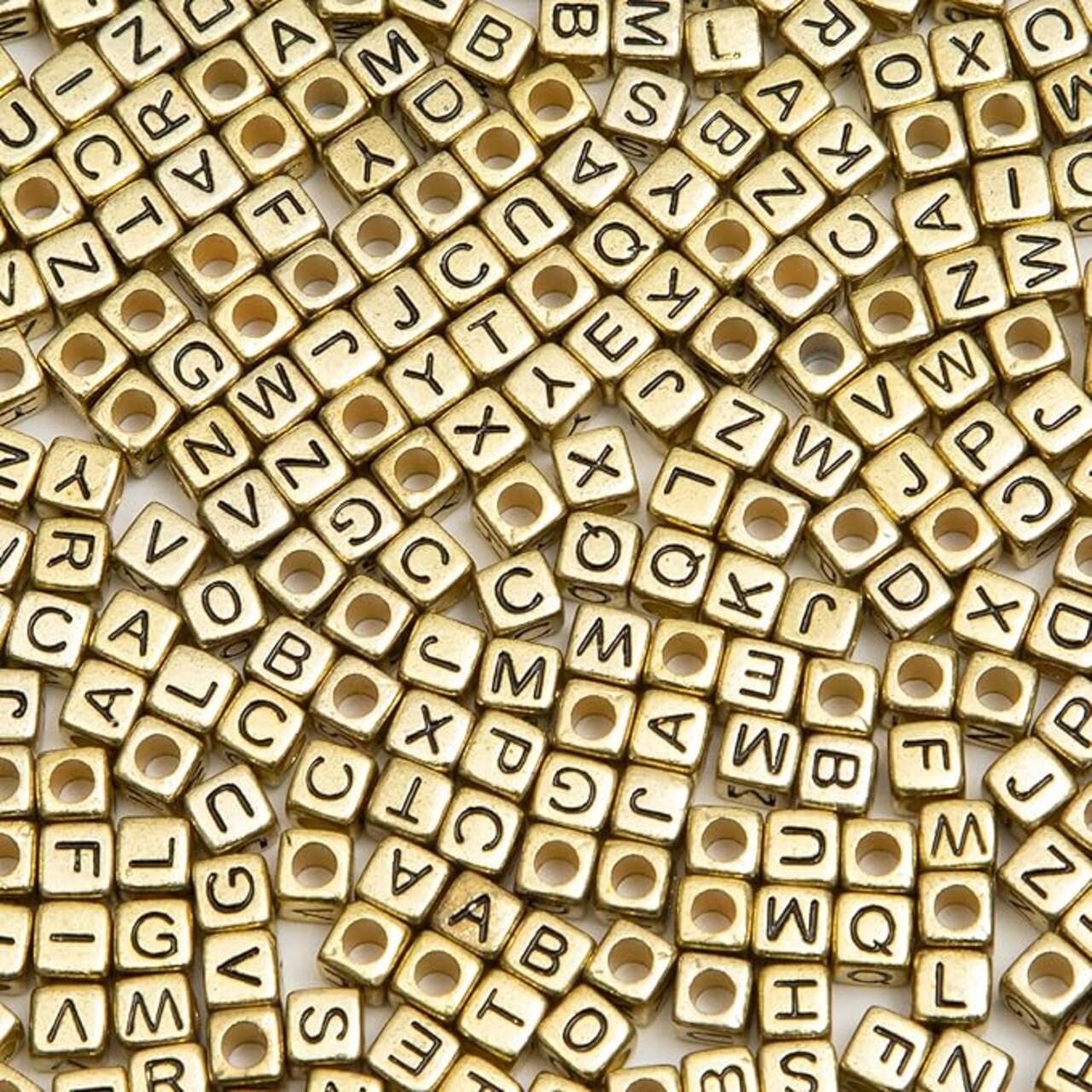 1000PCS Square Letter Beads for Bracelets – 6x6mm Gold Cube A–Z Alphabet Beads for Jewelry Making & Crafts